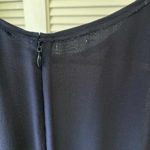 Rebecca Taylor Pieced Godet Sheer Insert Silk Flare Dress | Navy Blue | Size 8 - Picture 16 of 16